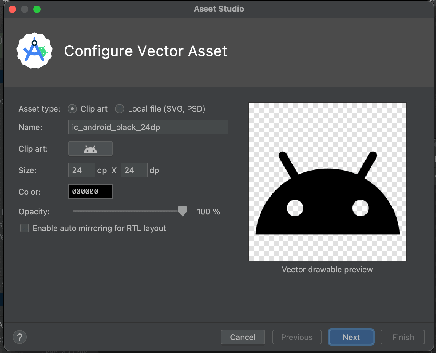 【Android Studio】Vector Asset Studioの使い方！マテリアルアイコン画像