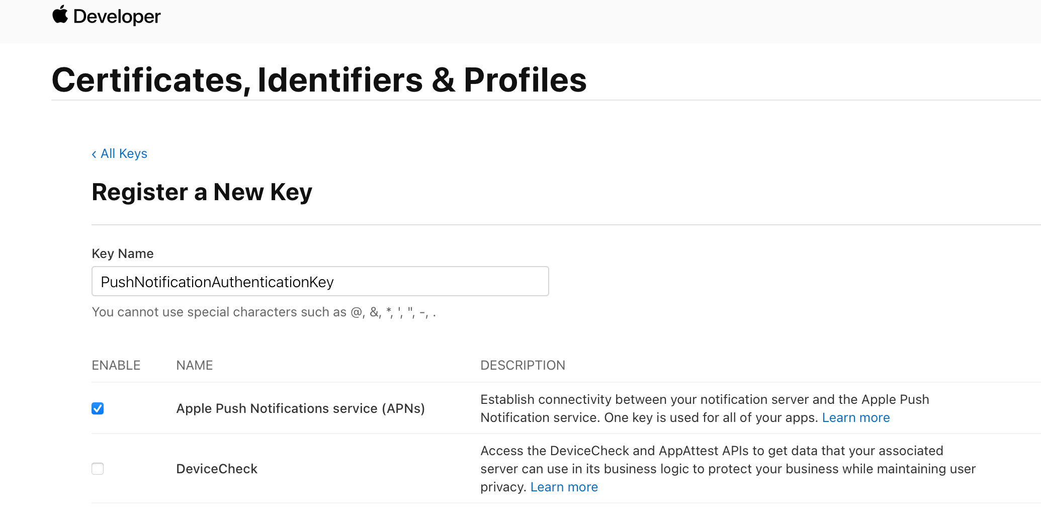 【Swift】リモート通知実装用(APNs)のKeyの作成方法！Certificate private key for signing