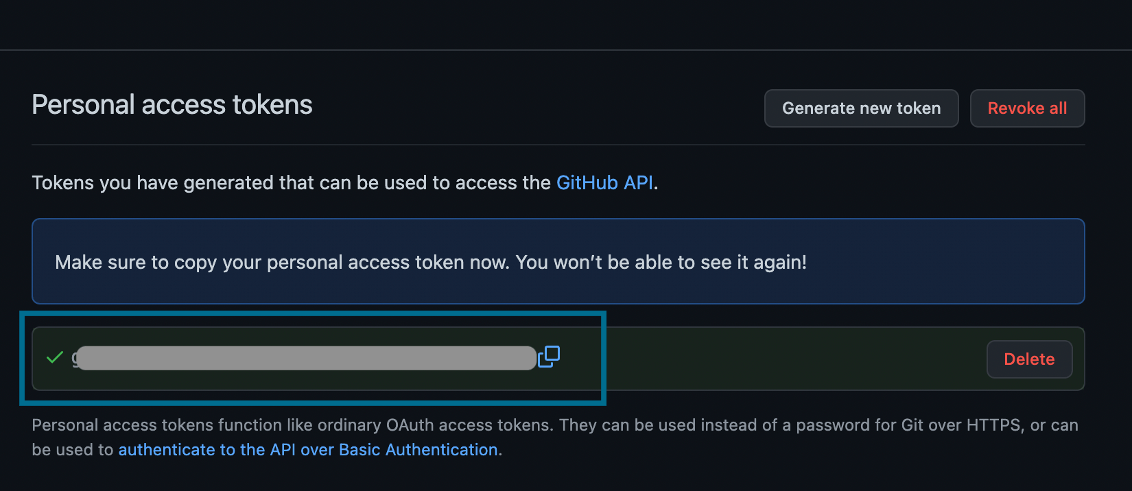 GitHubでPersonal access tokensを発行する手順